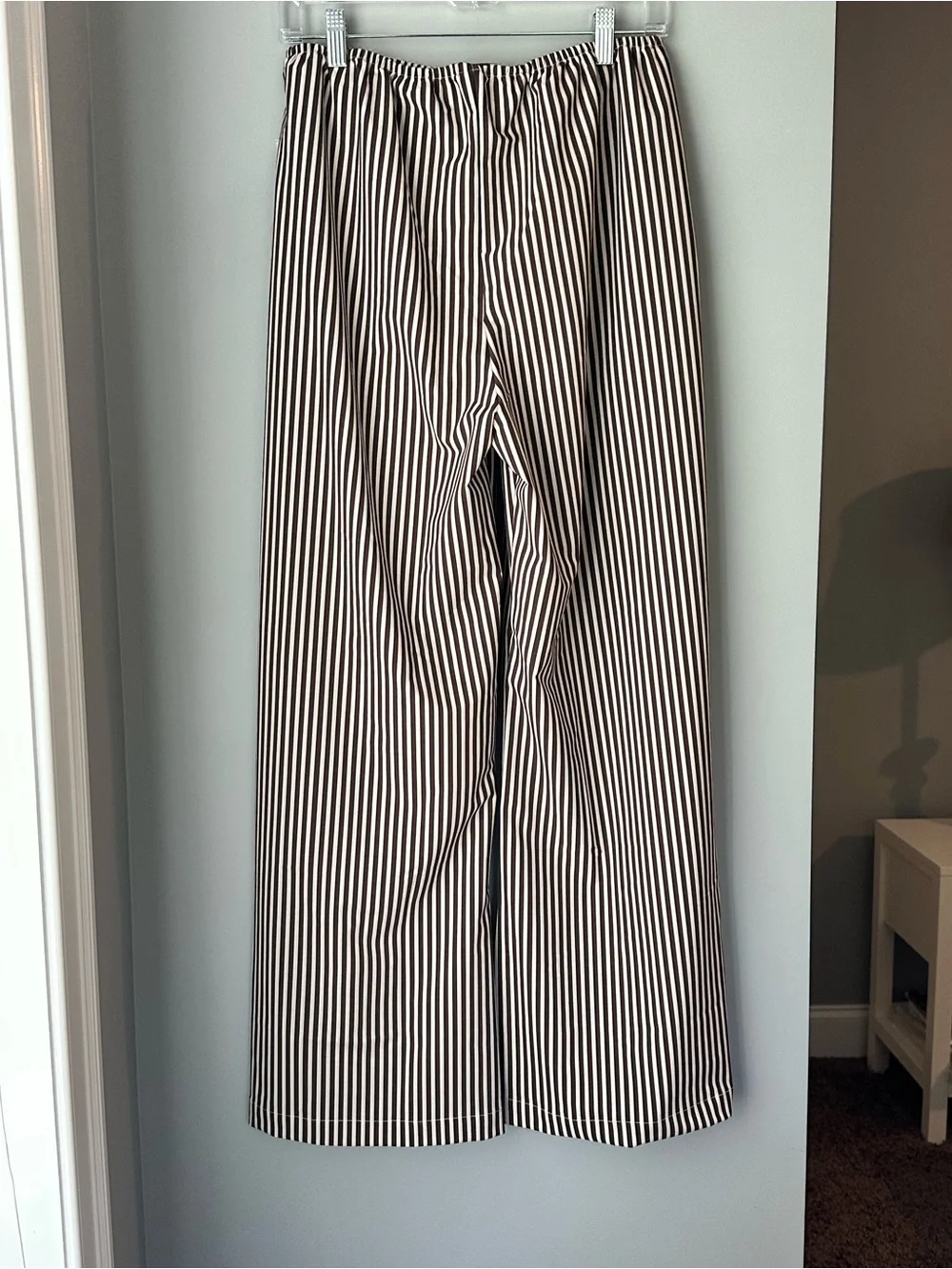 Albion Slip On Trouser, Cream Cocoa Stripe Size Small NWT